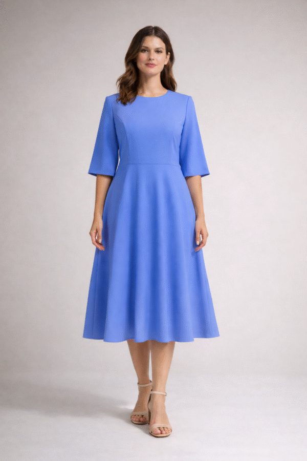 Elegantiška žydra midi suknelė