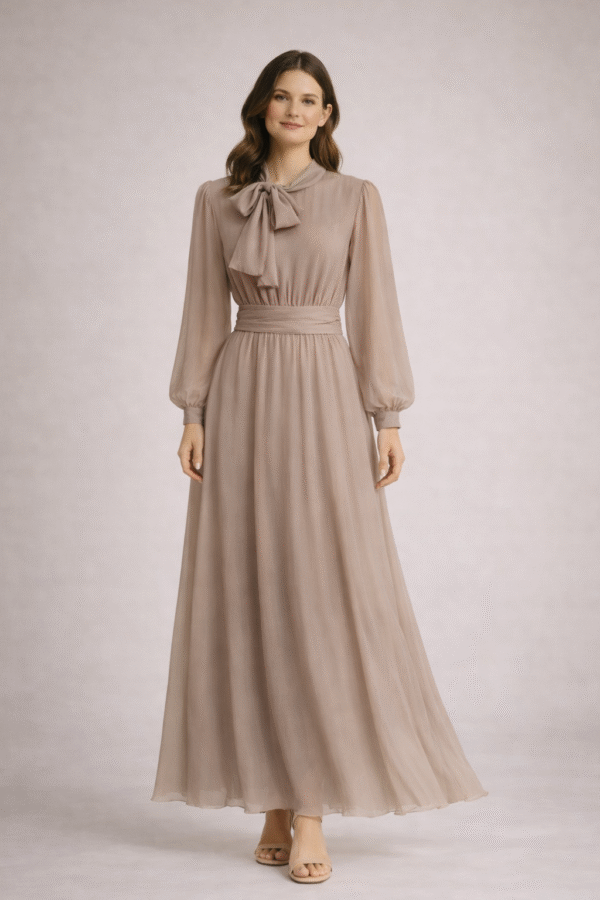 Šifoninė lengvai krintanti ilga suknelė