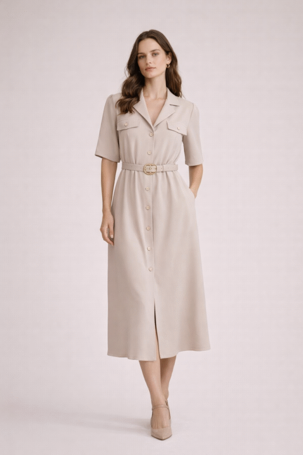 Safari tipo susagstoma suknelė su diržu